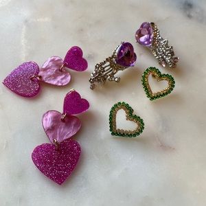 2 pairs of heart ❤️ shaped earrings